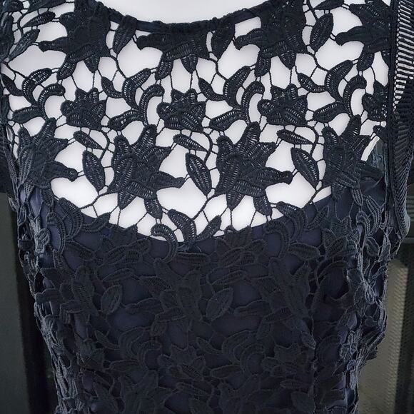 Eliza J Fit & Flare Lace Illusion Waltz Below the Knee Dress Black Women’s 12 - Picture 3 of 7